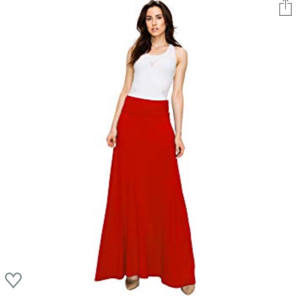 Locks & Love Red High Waisted Maxi Skirt Large